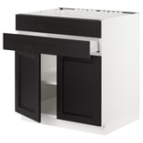 SEKTION / MAXIMERA Gbn bajo estufa/2puertas/2frnt/1cjn, blanco/Lerhyttan teñido en negro, 30x24x30 "