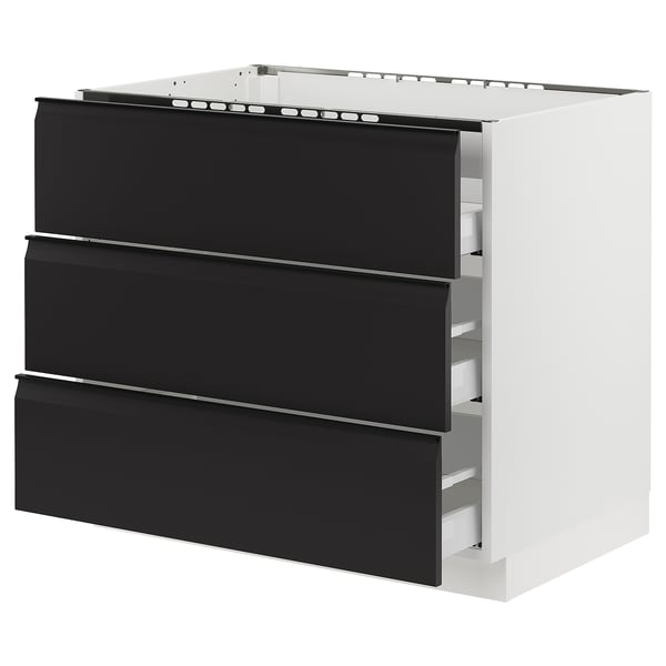 SEKTION / MAXIMERA Gbn bajo estufa/3 frentes/3 cajones, blanco/Upplöv antracita mate, 36x24x30 "
