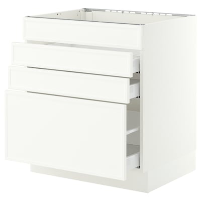 SEKTION / MAXIMERA Gbn bajo estufa/4 frentes/3 cajones, blanco/Aspudden blanco mate, 30x24x30 "