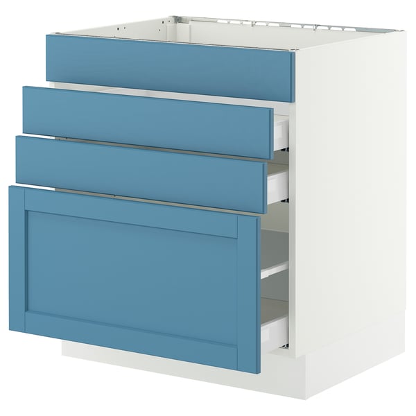 SEKTION / MAXIMERA Gbn bajo estufa/4 frentes/3 cajones, blanco/Lerhyttan azul, 30x24x30 "