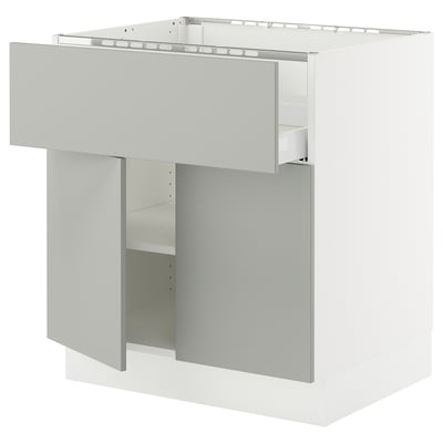 SEKTION / MAXIMERA Gbn bajo estufa/cajón/estantes/2prt, blanco/Havstorp gris claro, 30x24x30 "
