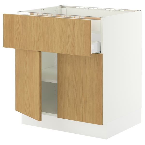SEKTION / MAXIMERA Gbn bajo estufa/cajón/estantes/2prt, blanco/Sinarp chapa de roble, 30x24x30 "
