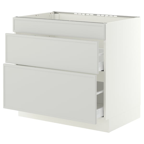 SEKTION / MAXIMERA Gbn bajo estufa/extractor int+cajón, blanco/Aspudden gris claro, 36x24x30 "