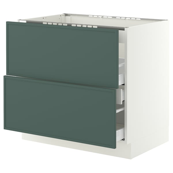 SEKTION / MAXIMERA Gbn bajo estufa/extractor int+cajón, blanco/Aspudden gris verdoso oscuro, 36x24x30 "