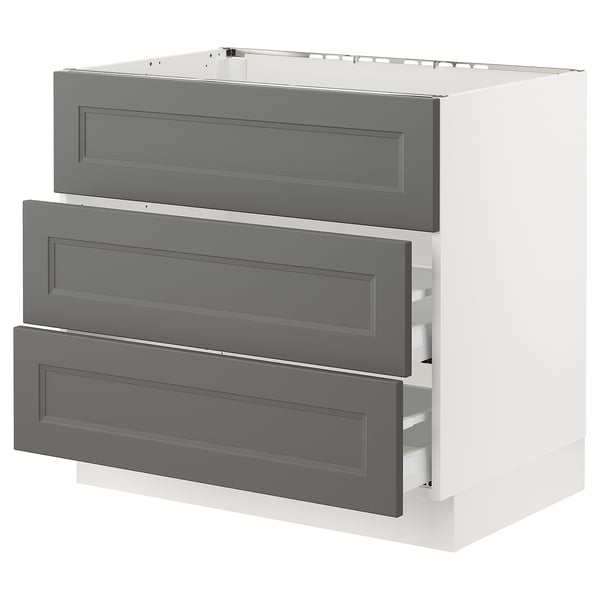 SEKTION / MAXIMERA Gbn bajo estufa/extractor int+cajón, blanco/Axstad gris oscuro, 36x24x30 "