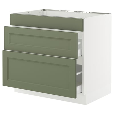 SEKTION / MAXIMERA Gbn bajo estufa/extractor int+cajón, blanco/Axstad gris-verde, 36x24x30 "