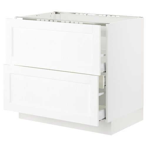 SEKTION / MAXIMERA Gbn bajo estufa/extractor int+cajón, blanco Enköping/blanco efecto madera, 36x24x30 "