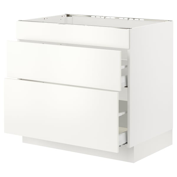 SEKTION / MAXIMERA Gbn bajo estufa/extractor int+cajón, blanco/Havstorp beige, 36x24x30 "