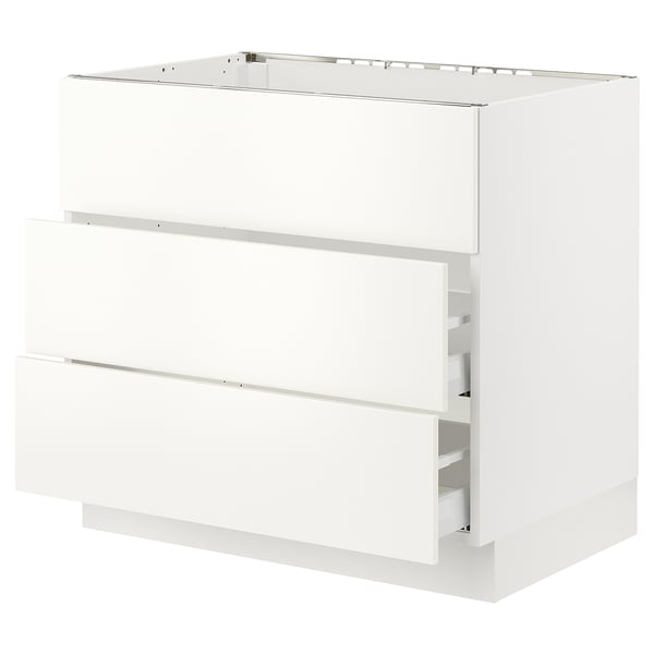 SEKTION / MAXIMERA Gbn bajo estufa/extractor int+cajón, blanco/Havstorp beige, 36x24x30 "