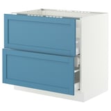 SEKTION / MAXIMERA Gbn bajo estufa/extractor int+cajón, blanco/Lerhyttan azul, 36x24x30 "