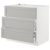 SEKTION / MAXIMERA Gbn bajo estufa/extractor int+cajón, blanco/Lerhyttan gris claro, 36x24x30 "