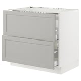 SEKTION / MAXIMERA Gbn bajo estufa/extractor int+cajón, blanco/Lerhyttan gris claro, 36x24x30 "