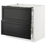 SEKTION / MAXIMERA Gbn bajo estufa/extractor int+cajón, blanco/Lerhyttan teñido en negro, 36x24x30 "