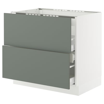 SEKTION / MAXIMERA Gbn bajo estufa/extractor int+cajón, blanco/Nickebo verde grisáceo mate, 36x24x30 "