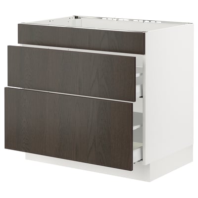 SEKTION / MAXIMERA Gbn bajo estufa/extractor int+cajón, blanco/Sinarp marrón, 36x24x30 "