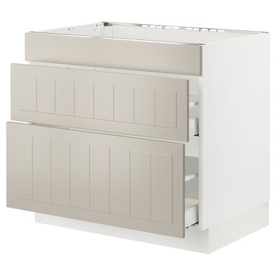 SEKTION / MAXIMERA Gbn bajo estufa/extractor int+cajón, blanco/Stensund beige, 36x24x30 "