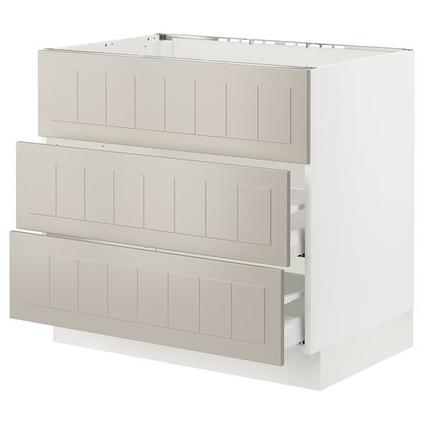 SEKTION / MAXIMERA Gbn bajo estufa/extractor int+cajón, blanco/Stensund beige, 36x24x30 "