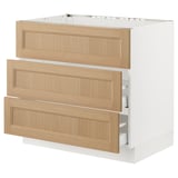 SEKTION / MAXIMERA Gbn bajo estufa/extractor int+cajón, blanco/Vedhamn roble, 36x24x30 "