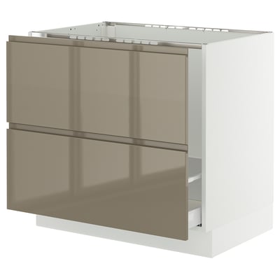 SEKTION / MAXIMERA Gbn bjo freg/clas residuos/2frentes, blanco/Voxtorp marrón grisáceo oscuro alto brillo, 36x24x30 "