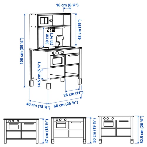 SILLTRUT Cocina infantil, gris, 26 3/4x15 3/4x39 3/8 "