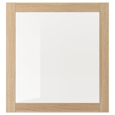 SINDVIK Puerta de vidrio, efecto de roble teñido en blanco/vidrio transparente, 23 1/2x25 1/8 "
