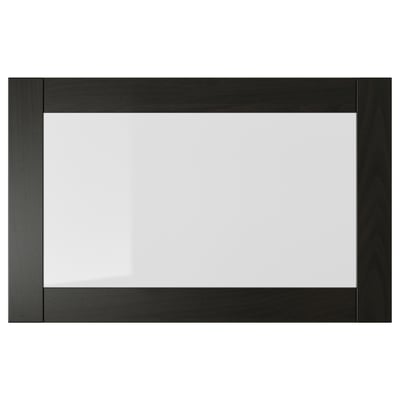 SINDVIK Puerta de vidrio, negro-marrón/vidrio transparente, 23 1/2x15 "