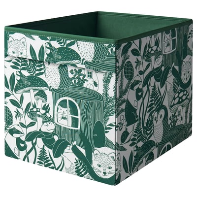 SKOGSDUVA Caja, verde/blanco, 13x15x13 "