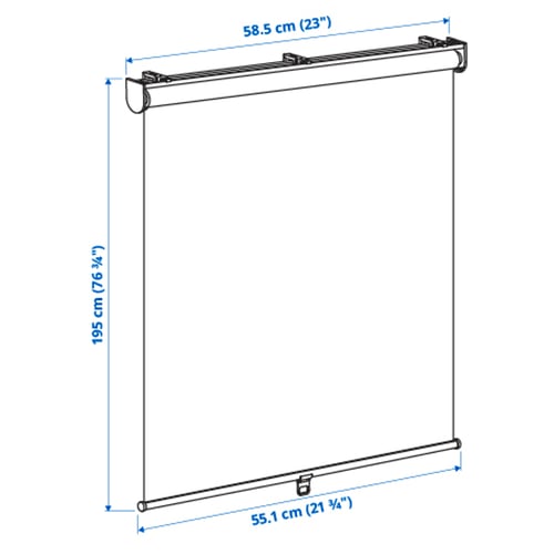 SKOGSKLÖVER Persiana enrollable, blanco, 23x76 ¾ "