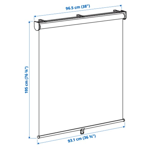 SKOGSKLÖVER Persiana enrollable, blanco, 38x76 ¾ "