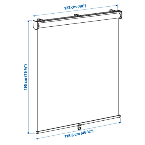 SKOGSKLÖVER Persiana enrollable, blanco, 48x76 ¾ "