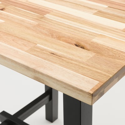 SKOGSTA Mesa, altura de encimera de cocina acacia/negro, 29 1/8x29 1/8 "