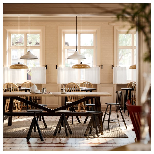 SKOGSTA Mesa de comedor, acacia/negro, 92 1/2x39 3/8 "