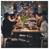 SKOGSTA Mesa de comedor, acacia/negro, 92 1/2x39 3/8 "