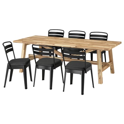 SKOGSTA / RAMSNÄS Mesa y 6 sillas, acacia/antracita Vissle gris oscuro, 92 1/2x39 3/8 "