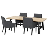 SKOGSTA / SAKARIAS Mesa con 4 sillas, acacia negro/Sporda gris oscuro, 92 1/2x39 3/8 "