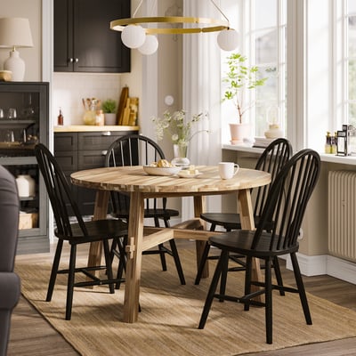 SKOGSTA / SKOGSTA Mesa con 4 sillas, acacia/negro, 47 1/4 "
