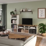 SKRUVBY Combinación de almacenaje para TV, blanco, 85x15x55 1/8 "