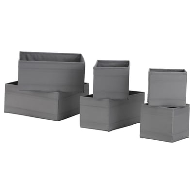 SKUBB Caja, juego de 6, gris oscuro