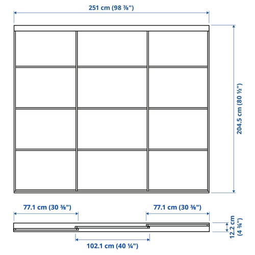 SKYTTA / AULI Combinación puerta corrediza, aluminio/espejo de vidrio, 98 7/8x80 1/2 "