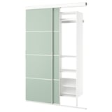 SKYTTA / AURDAL Armario+puerta corrediza, blanco blanco/Mehamn verde claro, 59 7/8x25 5/8x94 3/8 "