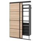 SKYTTA / AURDAL Ropero+puerta corrediza, negro Mehamn/efecto de roble teñido en blanco gris oscuro, 59 7/8x25 5/8x94 1/2 "