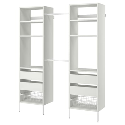SKYTTA / AURDAL Vestidor+puertas corredizas, blanco blanco/Mehamn verde claro, 89x47 1/4x94 1/2 "