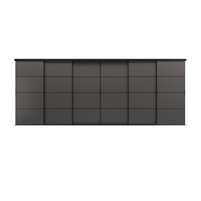 SKYTTA / MEHAMN Combinación puerta corrediza, negro/doble cara gris oscuro, 237 3/8x94 1/2 "