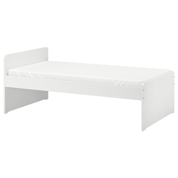 SLÄKT Base de cama+base de tablillas, blanco, Tamaño twin