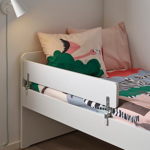SLÄKT / NATTAPA Base cama+barandal+base tablillas, blanco, Tamaño twin