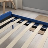 SLATTUM Base de cama tapizada, Knisa azul vivo, Tamaño queen