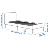SLATTUM Base de cama tapizada, Vissle gris oscuro, Tamaño twin
