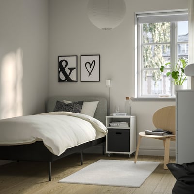 SLATTUM Funda para cabecera, Öreryd gris/beige, Tamaño twin