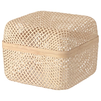 SMARRA Caja con tapa, natural, 11 ¾x11 ¾x9 "
