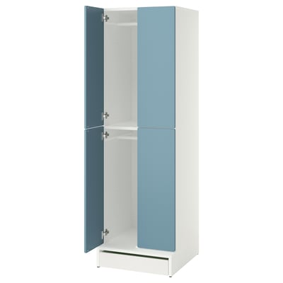 SMÅSTAD / UPPFÖRA Armario, blanco azul/+2 rieles para ropa, 23 5/8x25 5/8x77 1/8 "